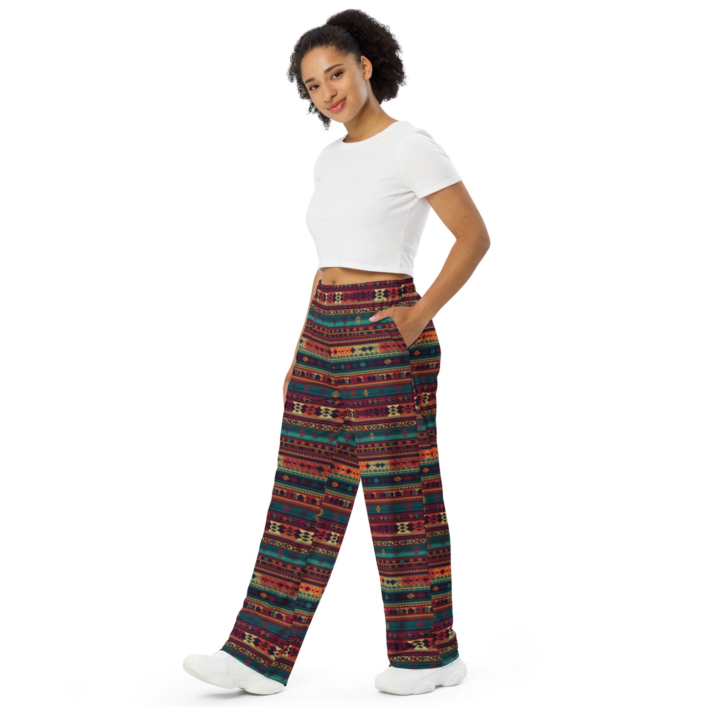 Mexican Folk Design Super Soft Wide-leg Pajama/Sweats Bottoms