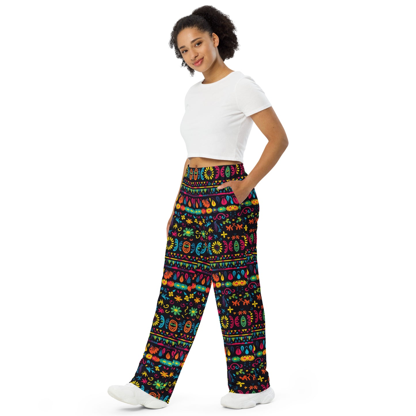 Mexican Floral Art Super Soft Wide-leg Pajama/Sweats Bottoms