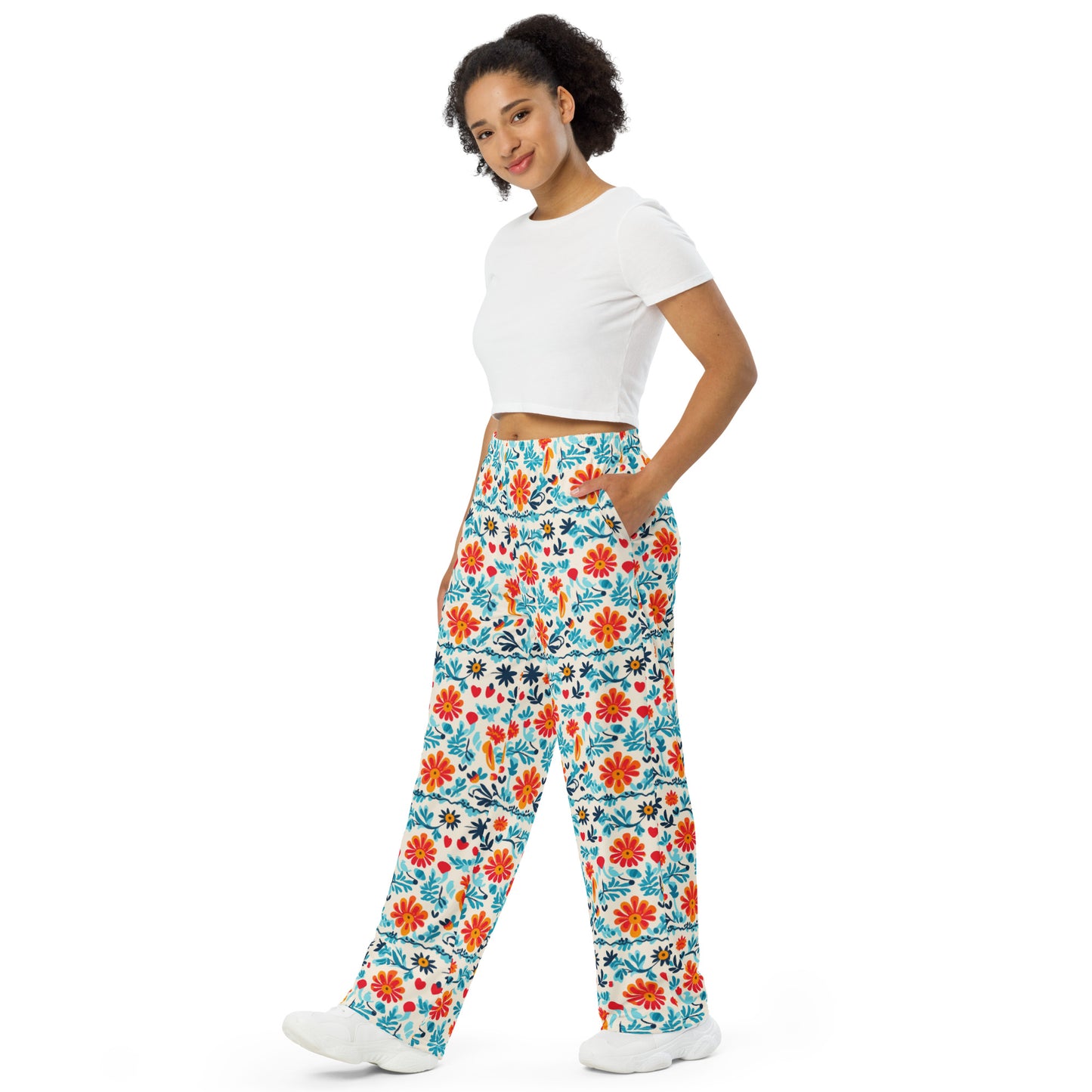 Orange Flowers Pattern Pajamas / Sweat Bottoms