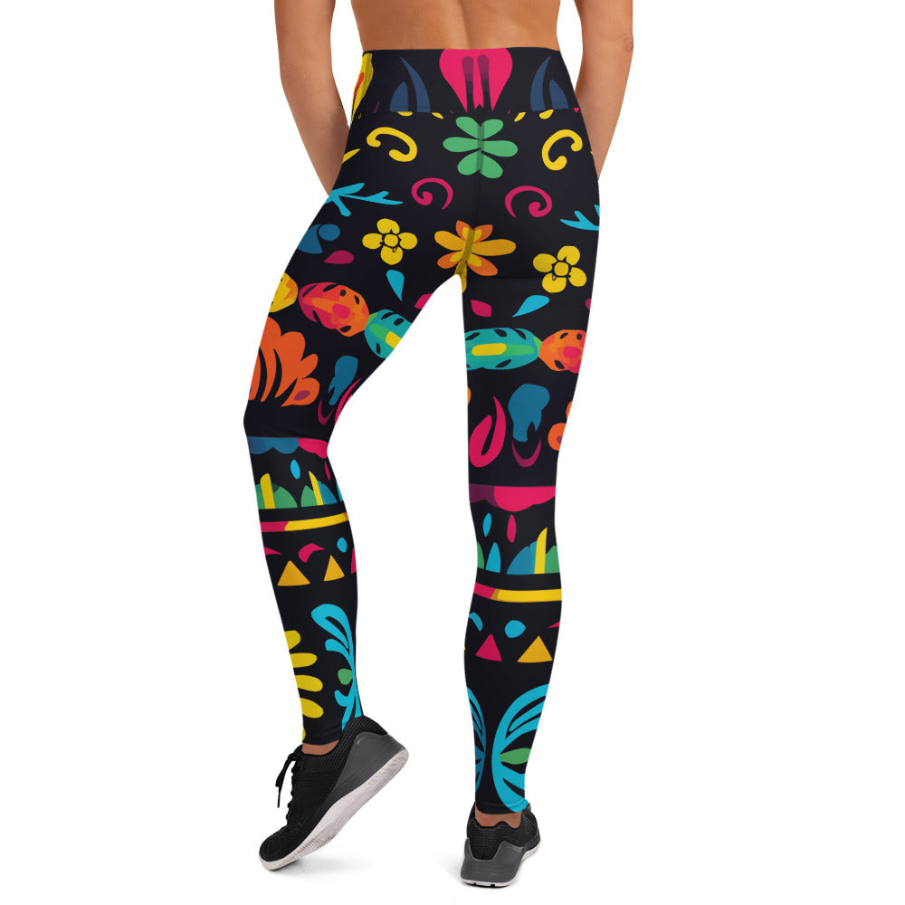 Latin Floral Folk Art Yoga Leggings #4