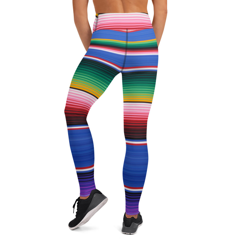 Blue Mexican Serape Yoga Leggings