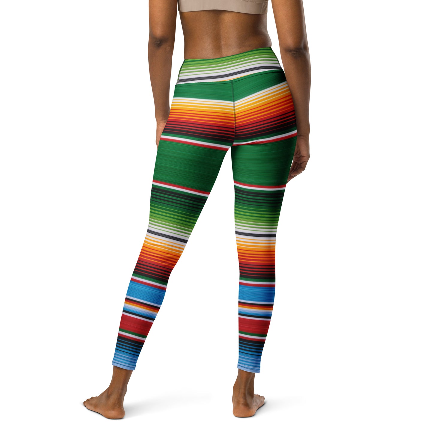 Green Mexican Serape Yoga Leggings