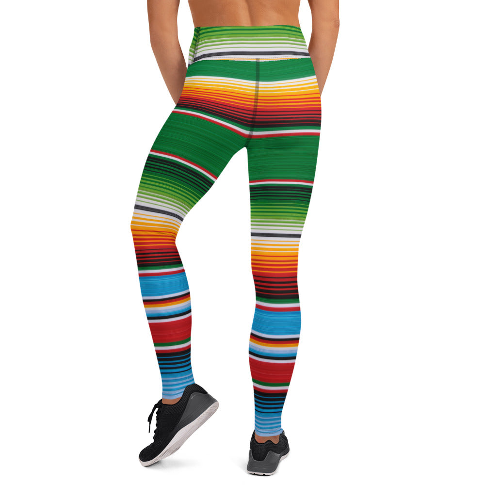 Green Mexican Serape Yoga Leggings