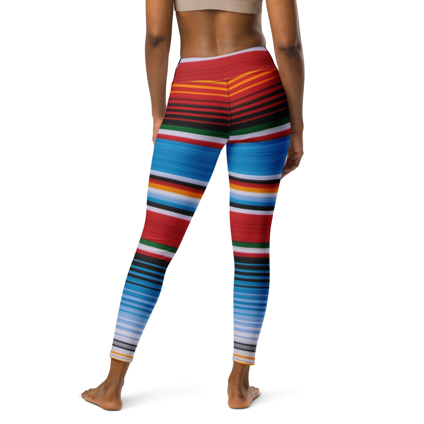 Blue Cardinal Mexican Serape Yoga Leggings