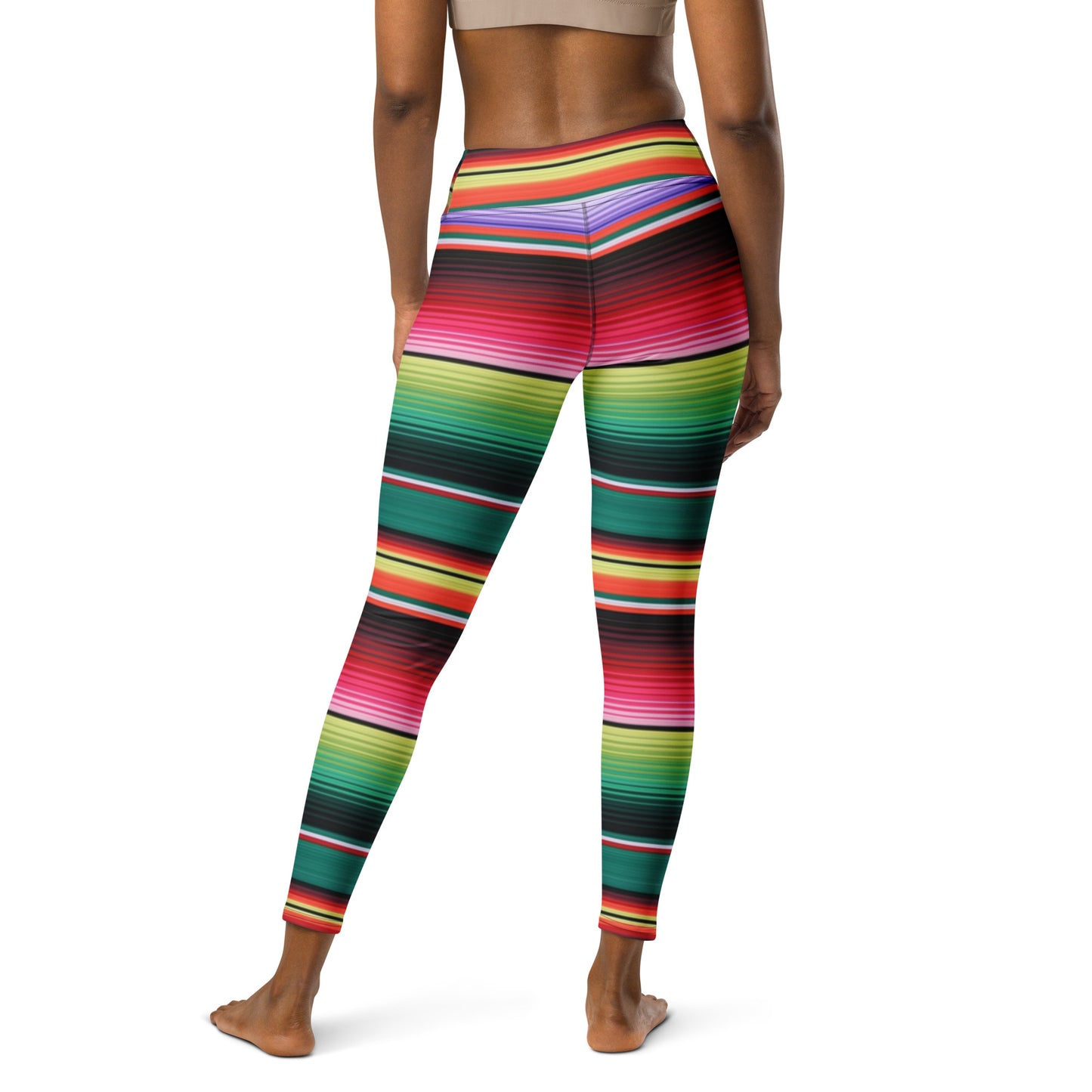 Shades of Green Mexican Serape Yoga Leggings