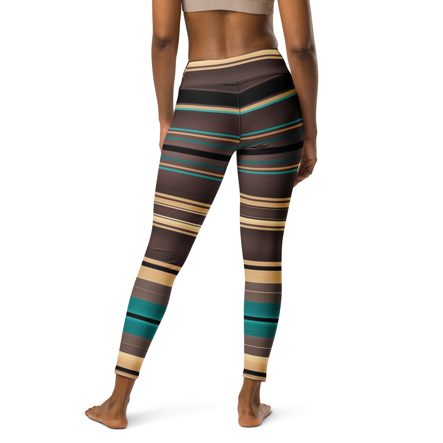 Shades of Brown Mexican Serape Yoga Leggings