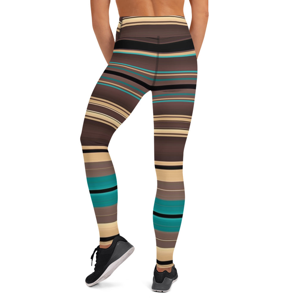 Shades of Brown Mexican Serape Yoga Leggings