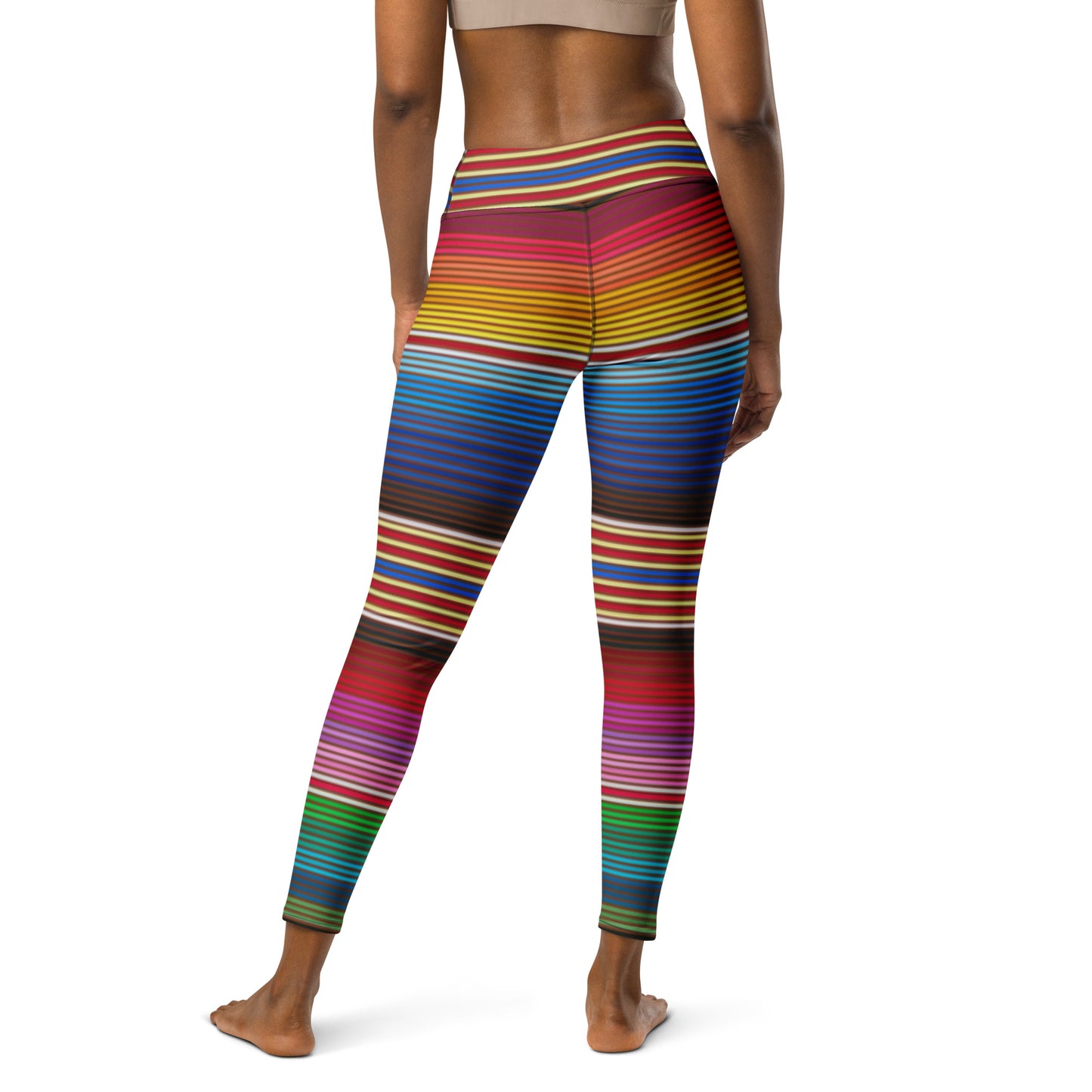 Shades of Rainbow Mexican Serape Yoga Leggings