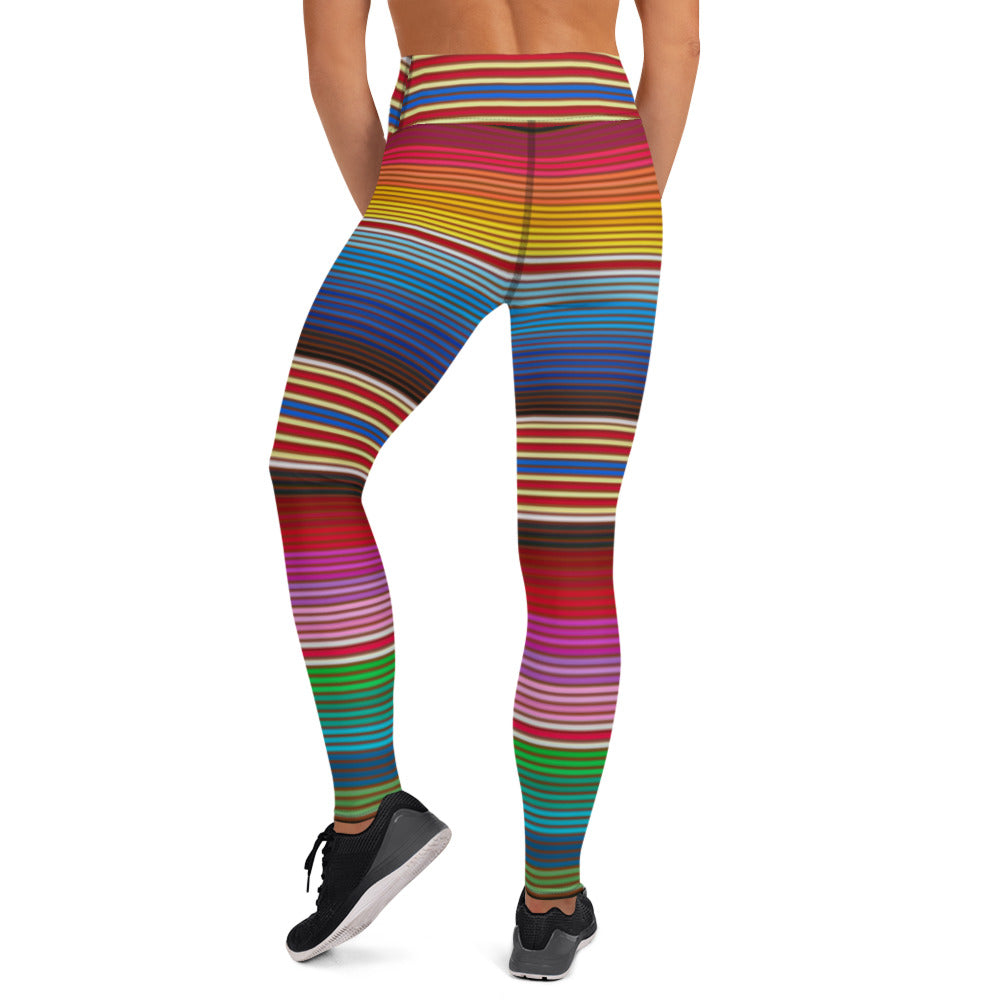 Shades of Rainbow Mexican Serape Yoga Leggings