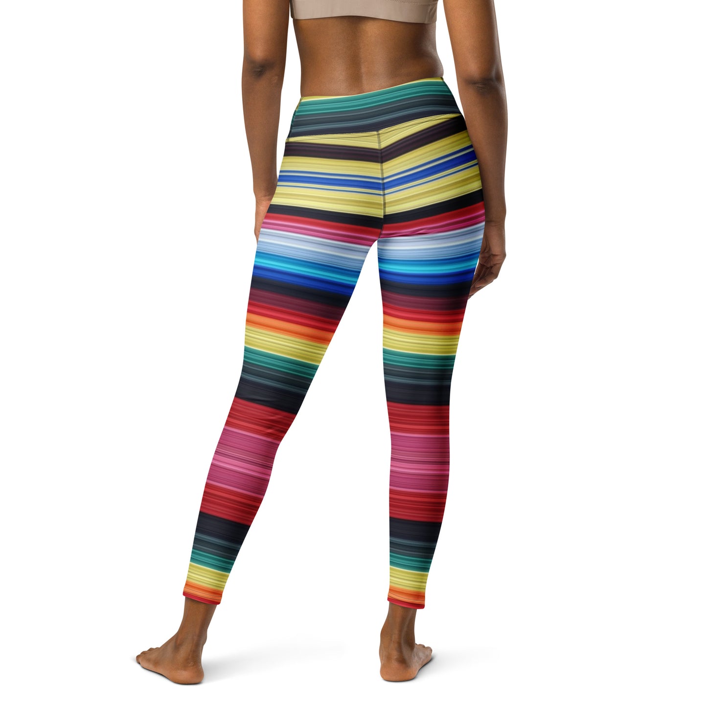 Shades of Hot Pink Mexican Serape Yoga Leggings