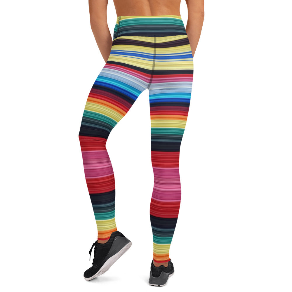 Shades of Hot Pink Mexican Serape Yoga Leggings