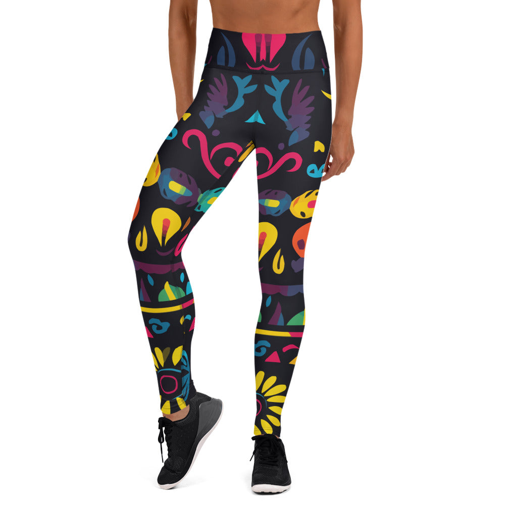 Latin Floral Folk Art Yoga Leggings #4