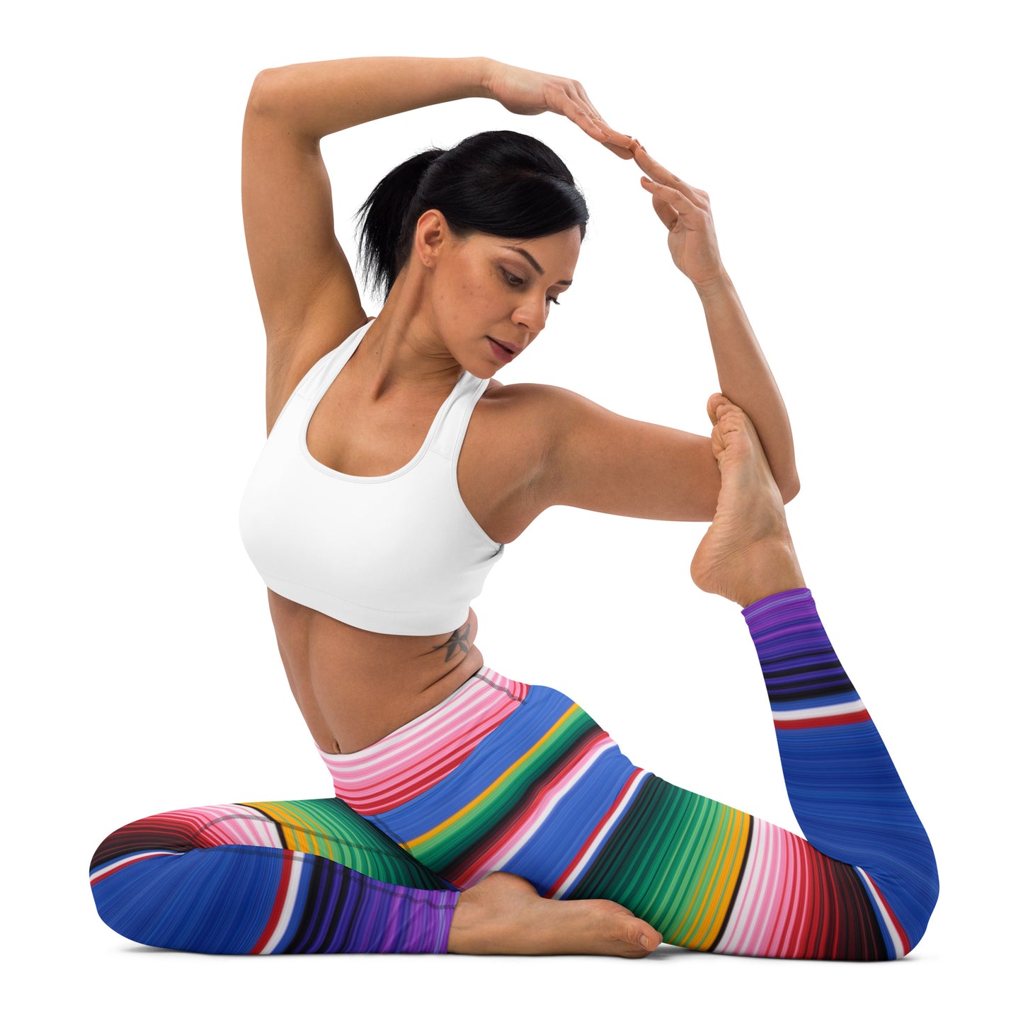 Blue Mexican Serape Yoga Leggings