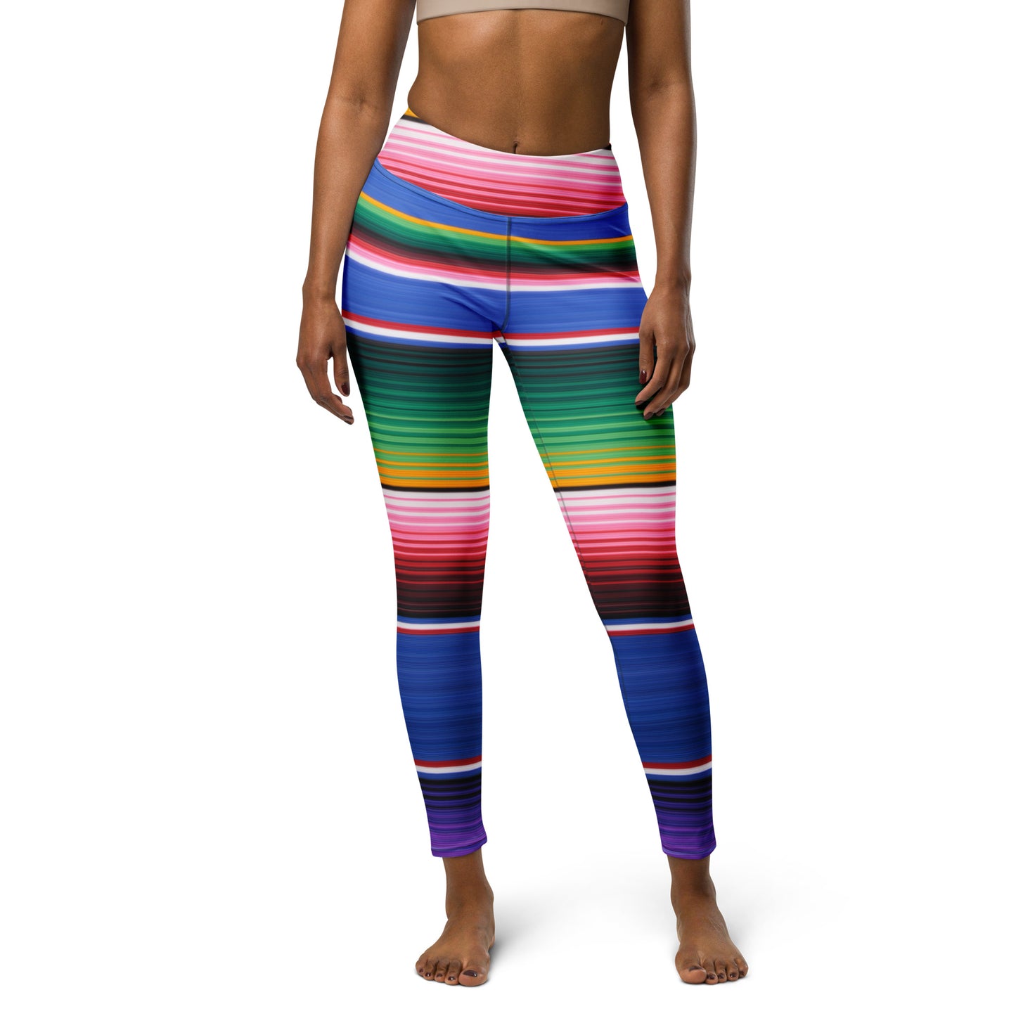 Blue Mexican Serape Yoga Leggings