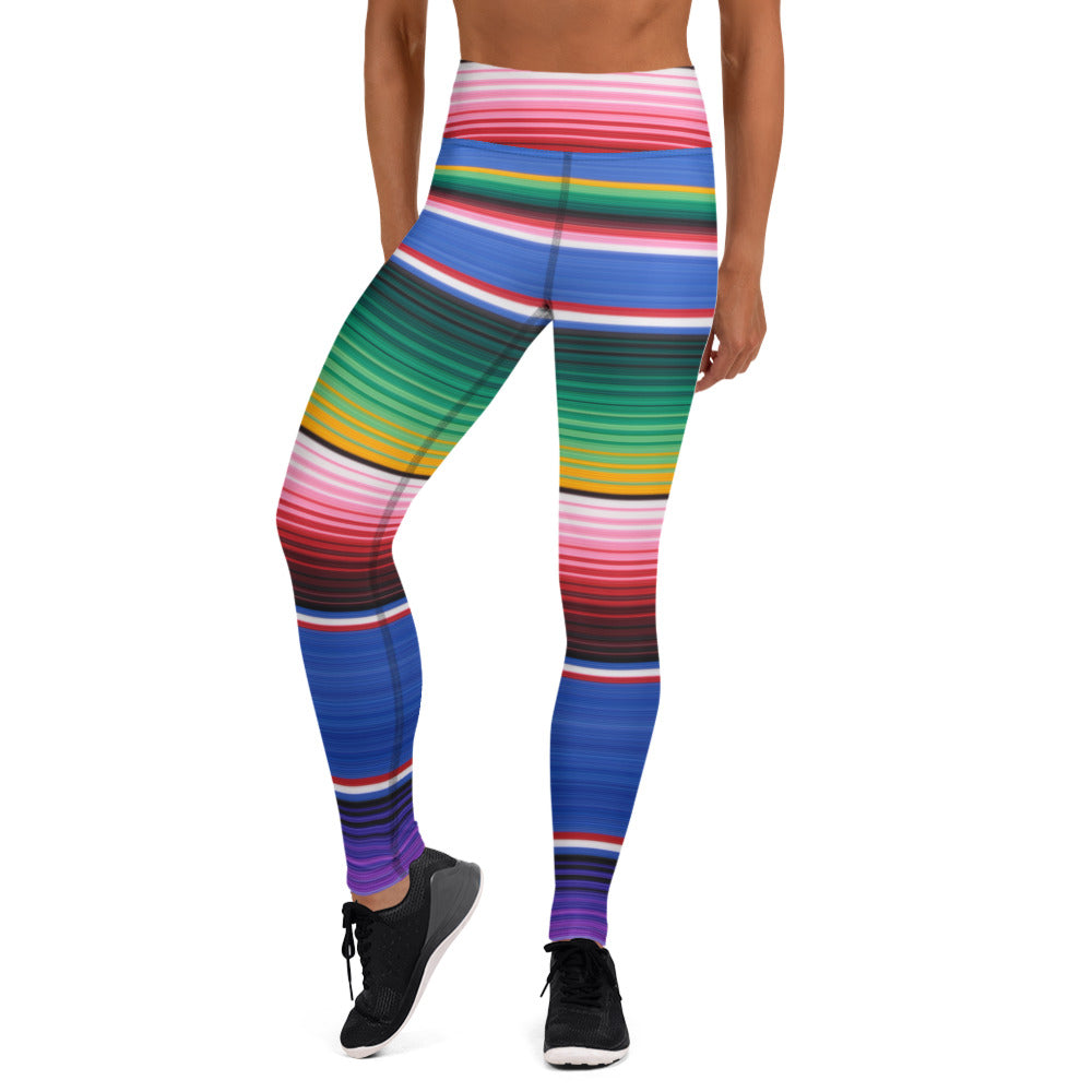 Blue Mexican Serape Yoga Leggings