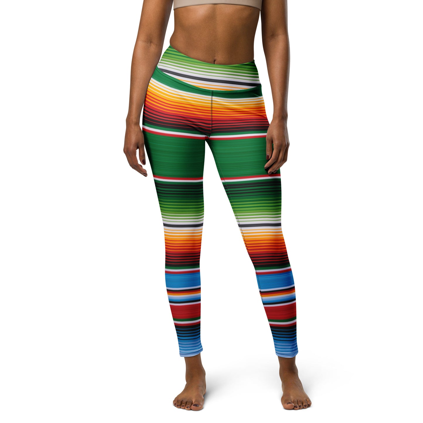 Green Mexican Serape Yoga Leggings