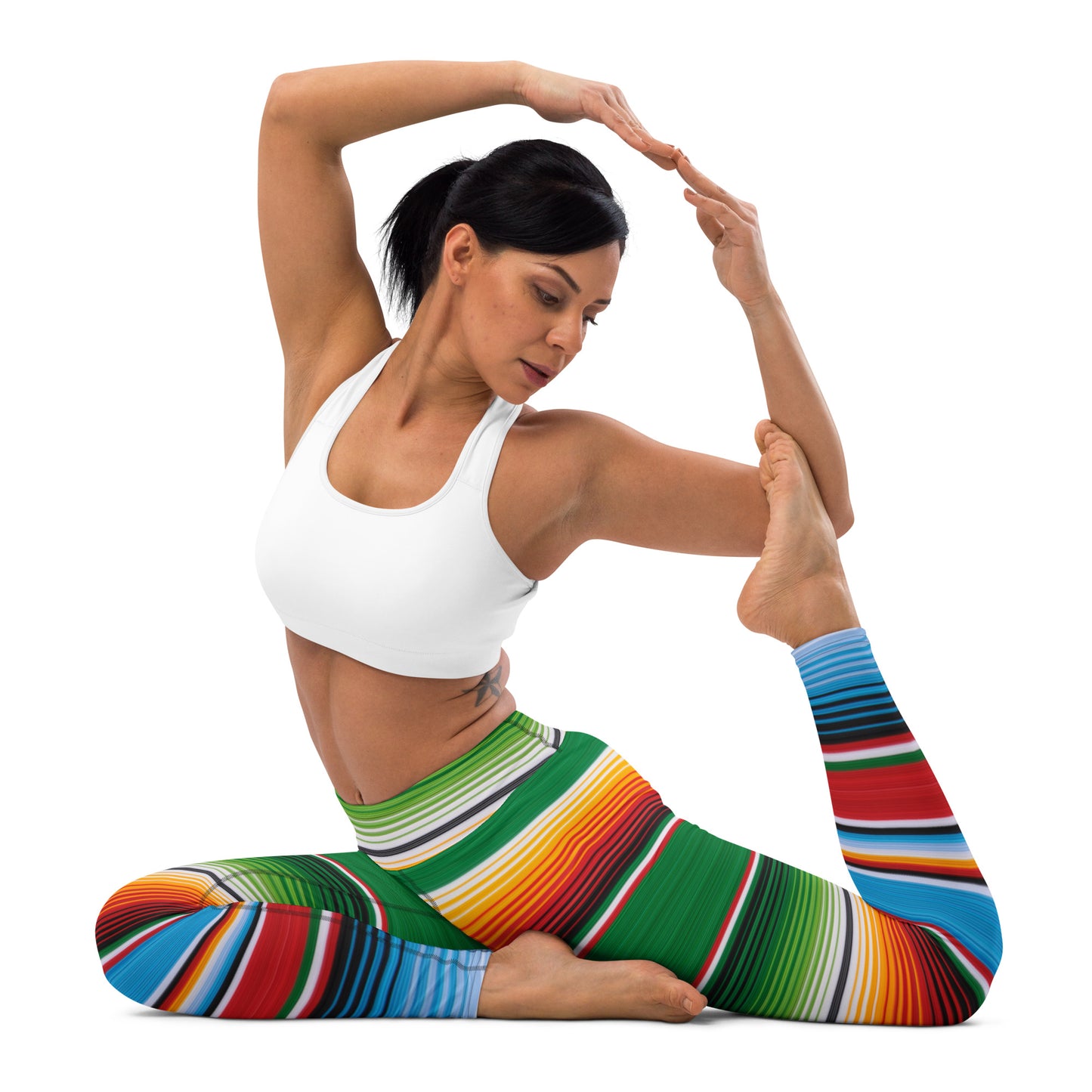 Green Mexican Serape Yoga Leggings