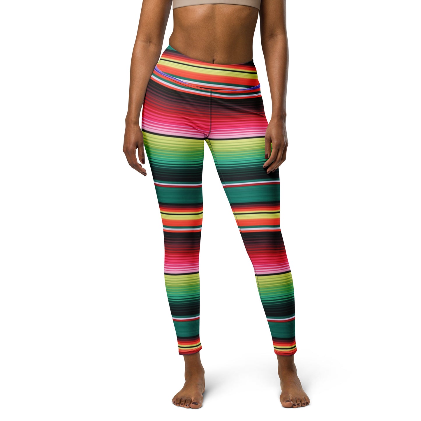 Shades of Green Mexican Serape Yoga Leggings