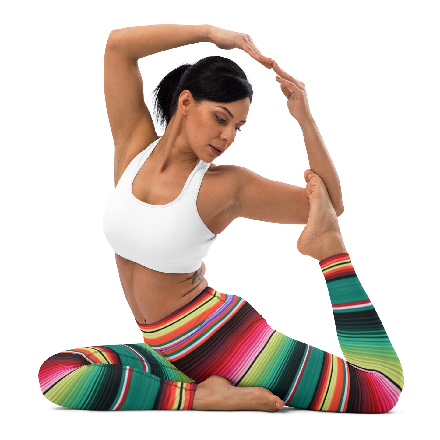 Shades of Green Mexican Serape Yoga Leggings