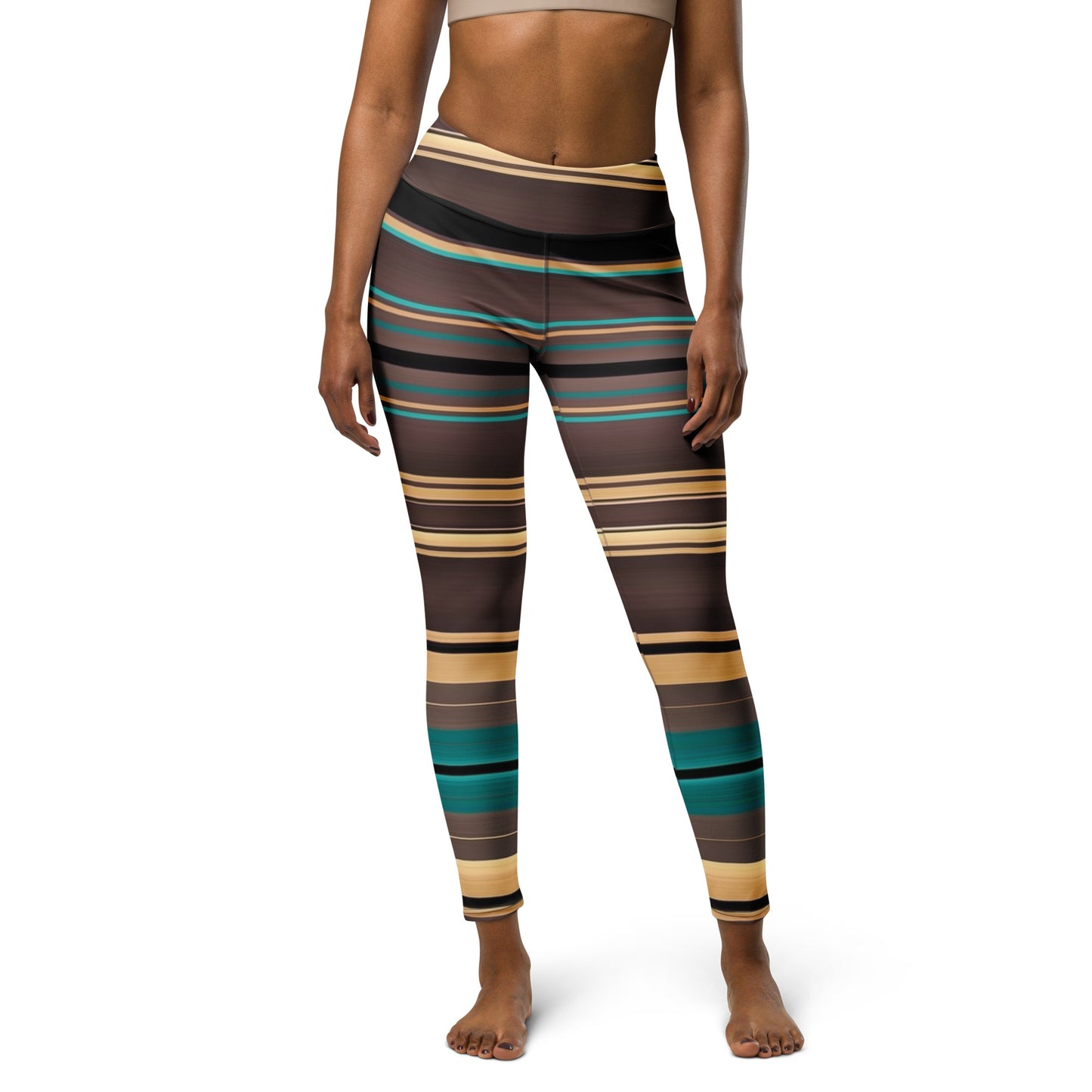 Shades of Brown Mexican Serape Yoga Leggings