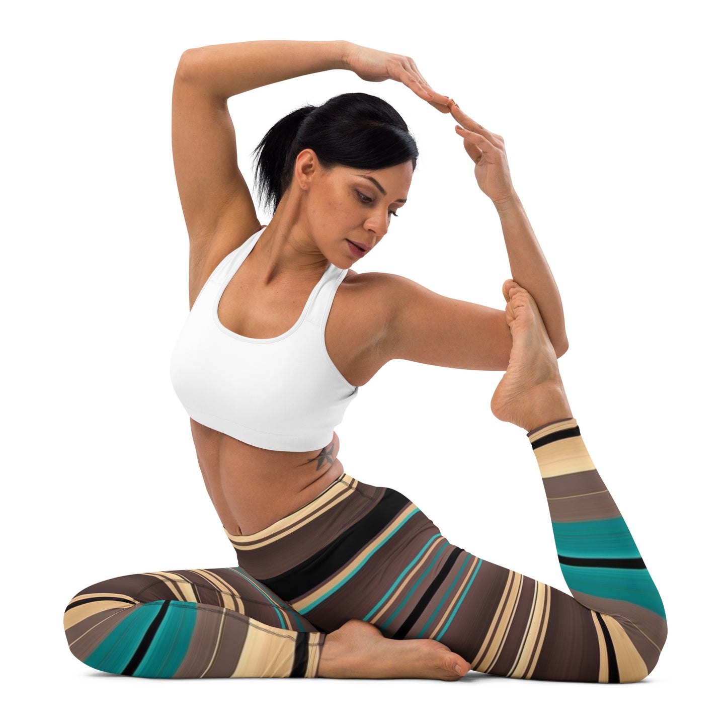 Shades of Brown Mexican Serape Yoga Leggings