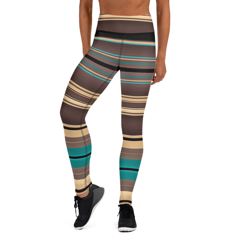 Shades of Brown Mexican Serape Yoga Leggings