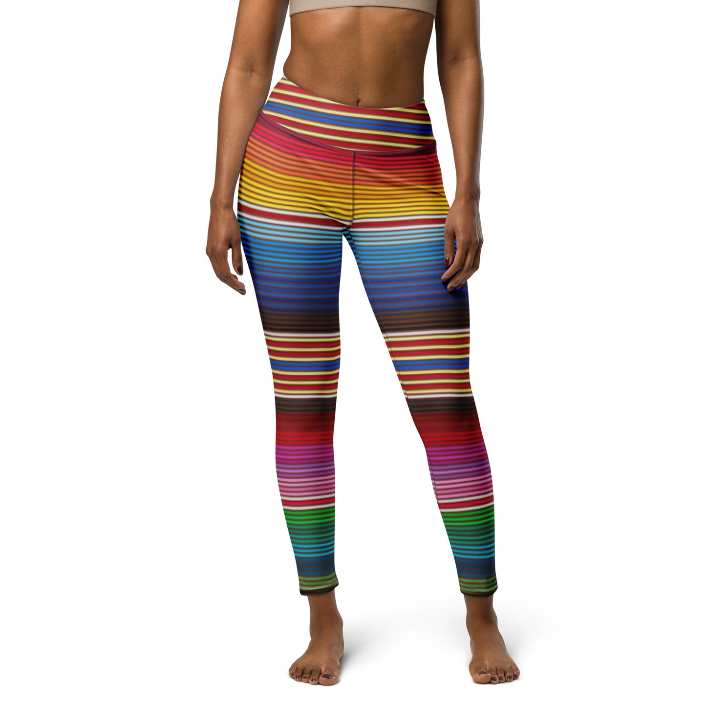 Shades of Rainbow Mexican Serape Yoga Leggings