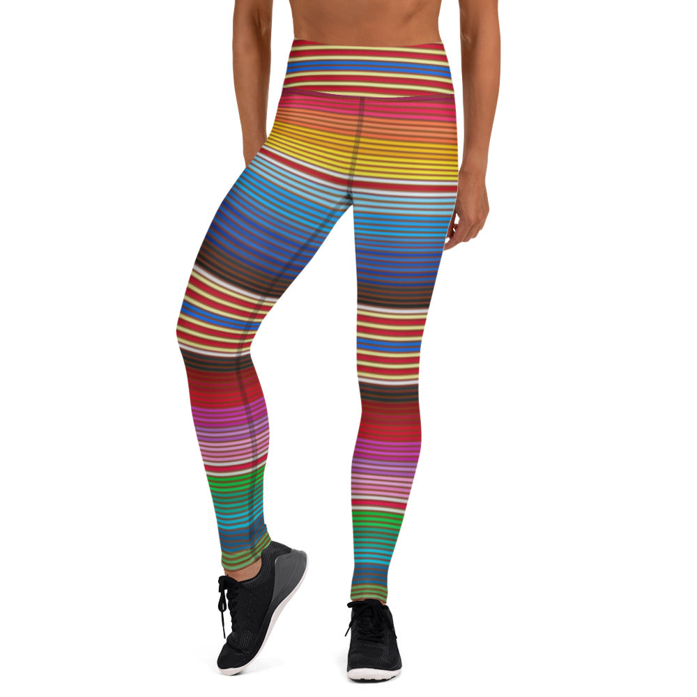 Shades of Rainbow Mexican Serape Yoga Leggings