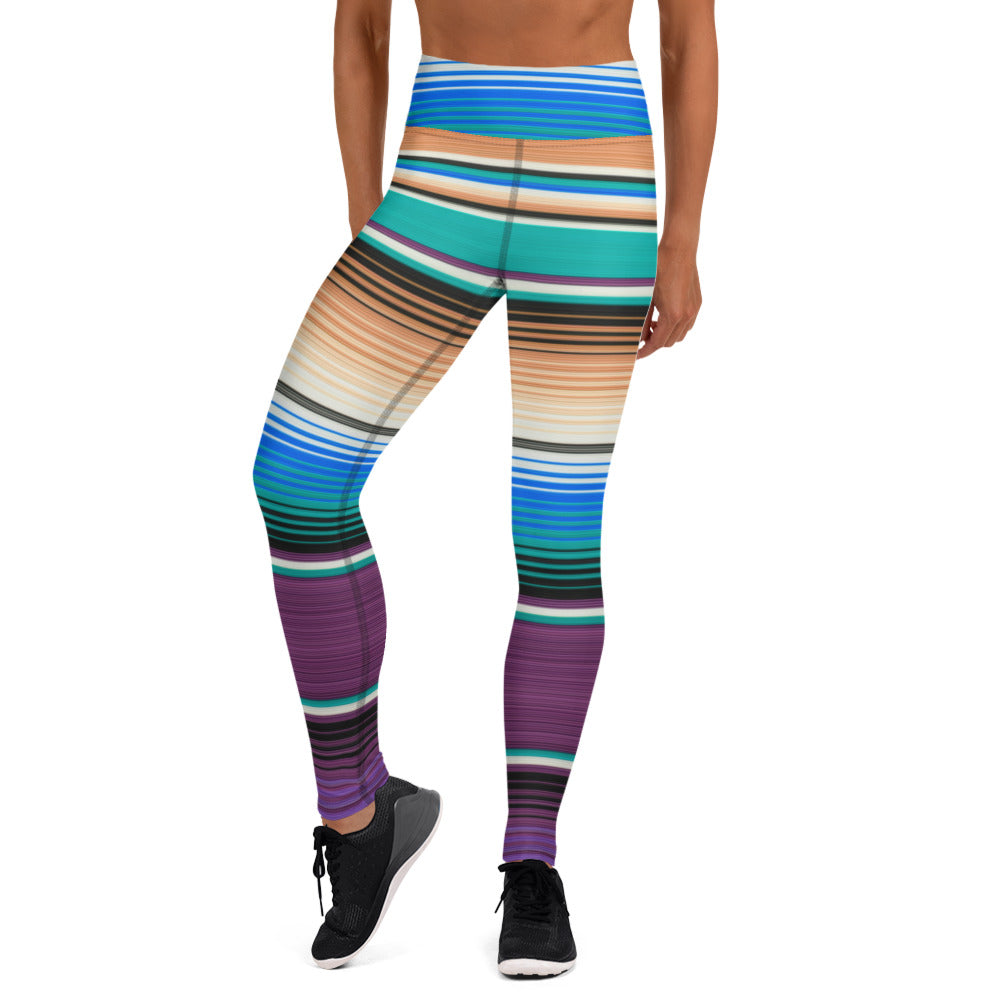 Purple Ends Mexican Serape Yoga Leggings