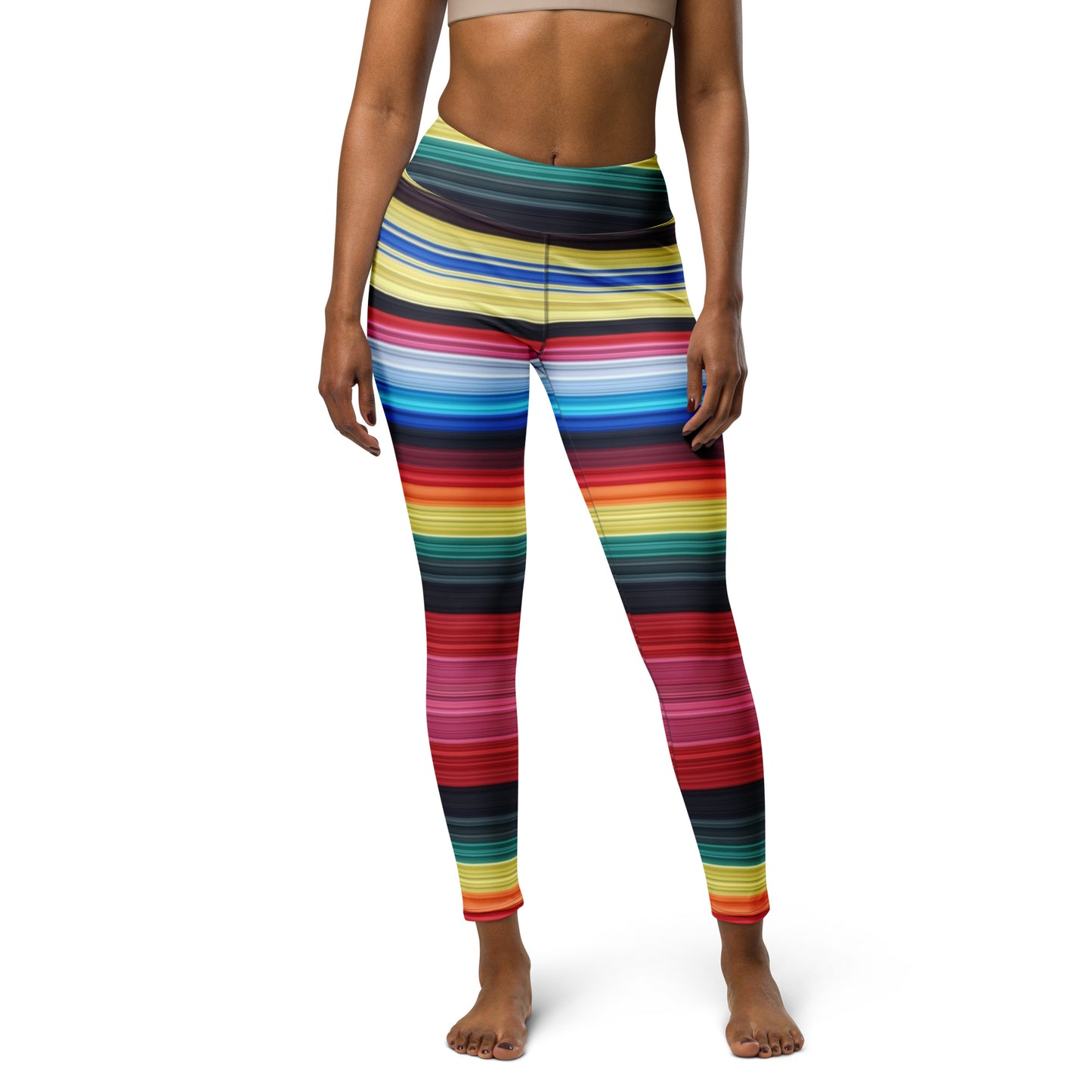 Shades of Hot Pink Mexican Serape Yoga Leggings