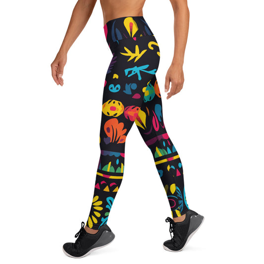 Latin Floral Folk Art Yoga Leggings #4