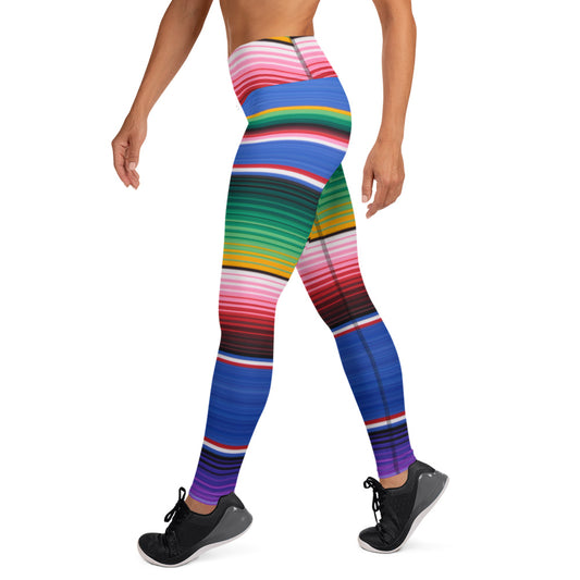 Blue Mexican Serape Yoga Leggings