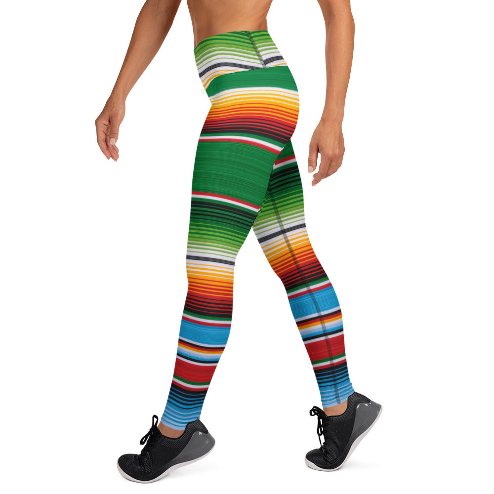 Green Mexican Serape Yoga Leggings