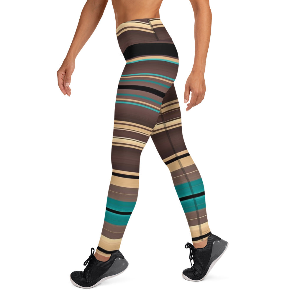 Shades of Brown Mexican Serape Yoga Leggings