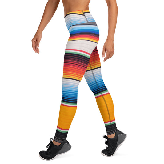 Shades of Orange Mexican Serape Yoga Leggings