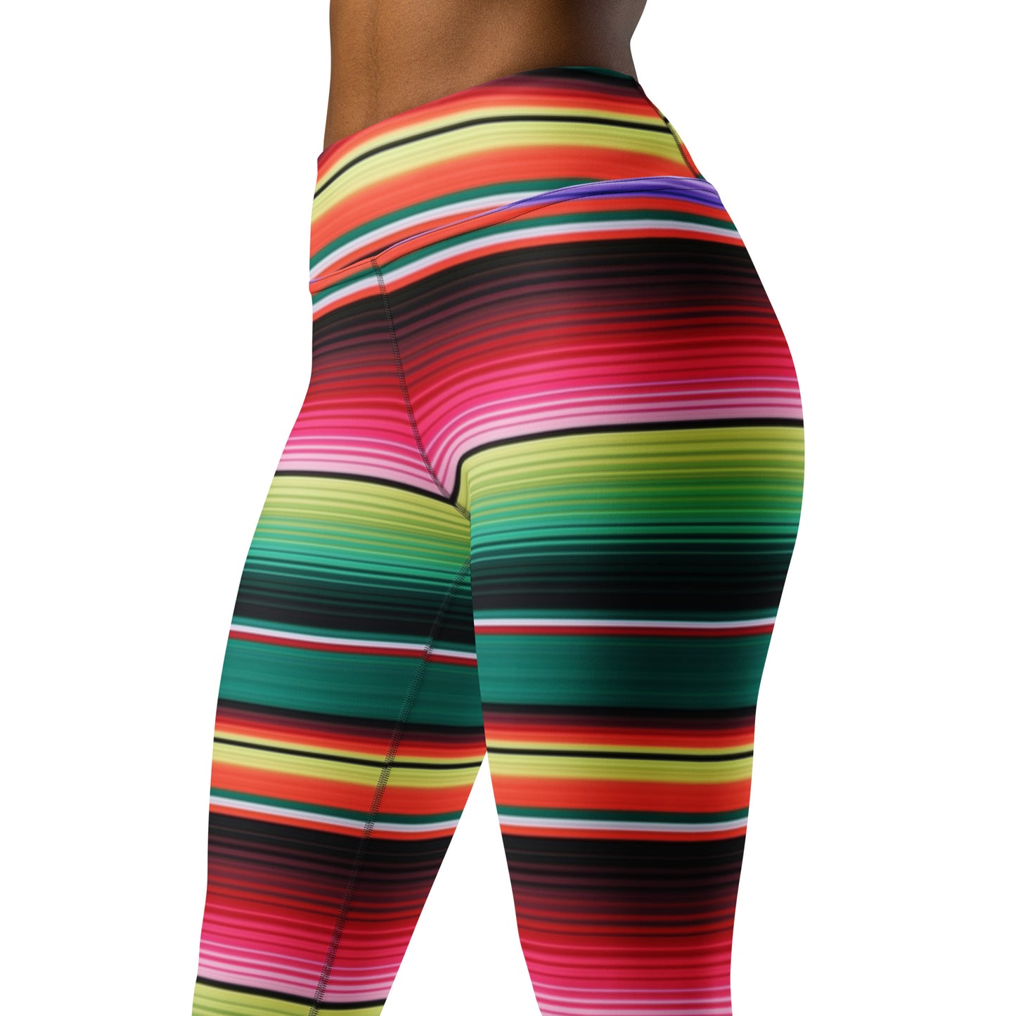 Shades of Green Mexican Serape Yoga Leggings