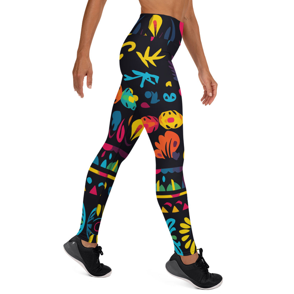 Latin Floral Folk Art Yoga Leggings #4