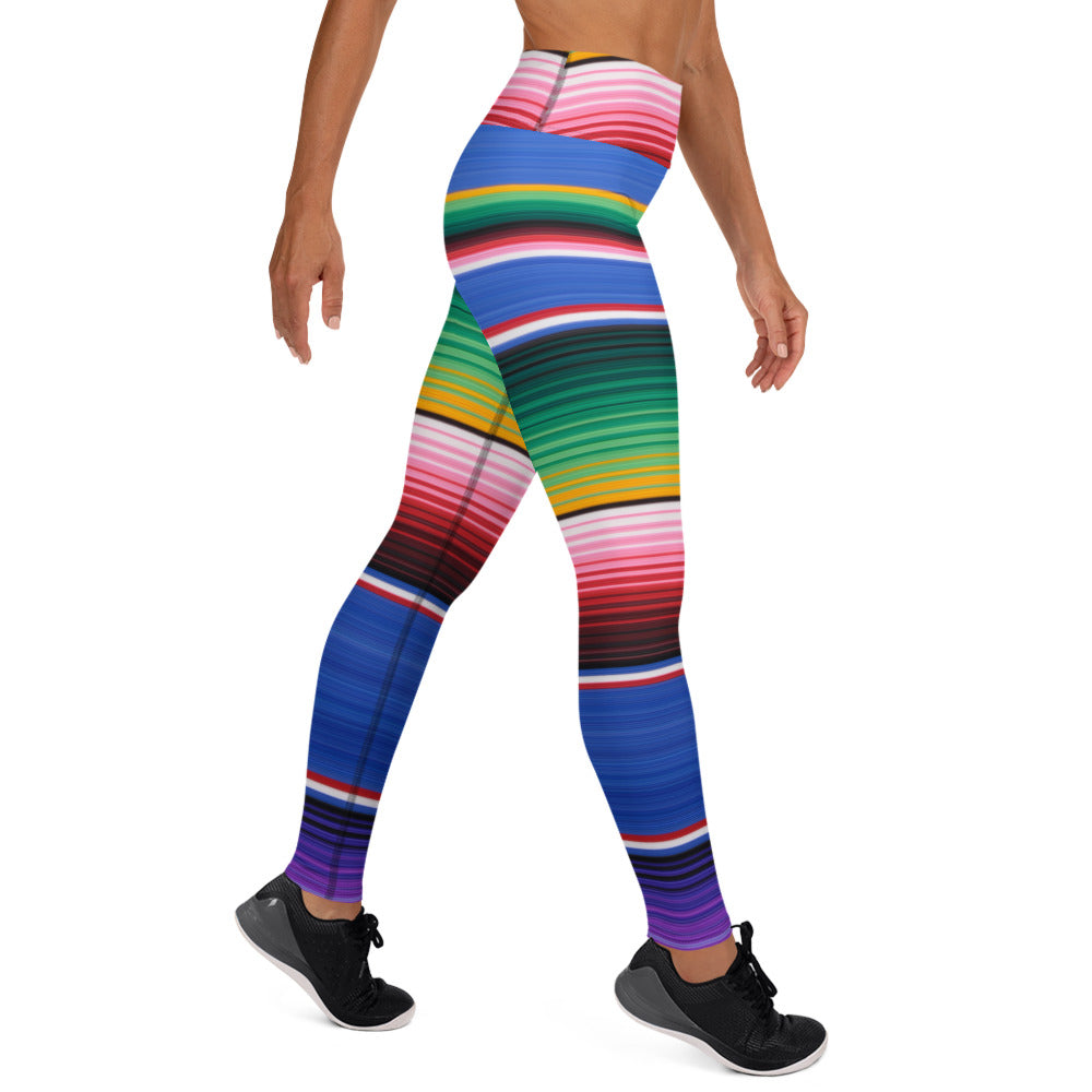 Blue Mexican Serape Yoga Leggings