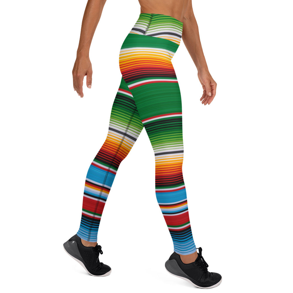 Green Mexican Serape Yoga Leggings