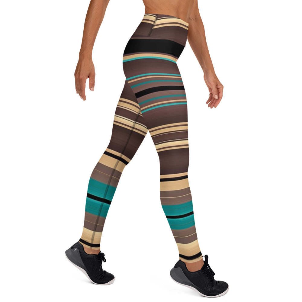 Shades of Brown Mexican Serape Yoga Leggings