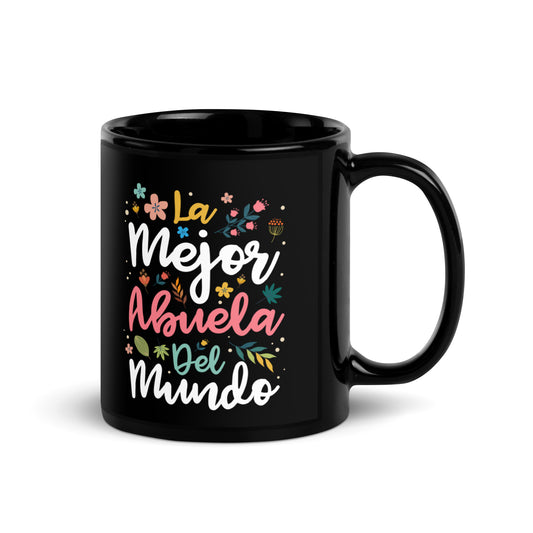 La Mejor Abuela Del Mundo Black Glossy Mug