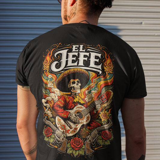 El Jefe Mariachi Back Print T-Shirt