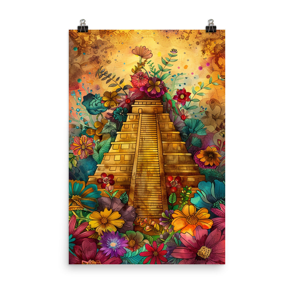 Chichén Itzá Mexican Vintage Art Poster