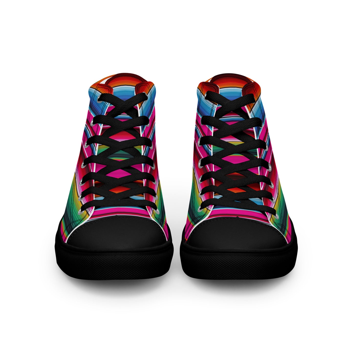 Shades of Pink Y Azul Serape Men’s high top canvas shoes