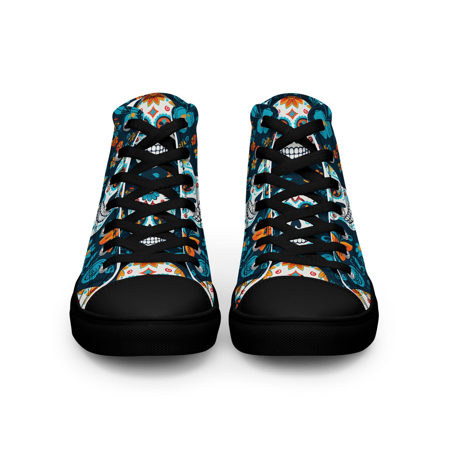 Sugar Skull Azul Men’s high top canvas shoes