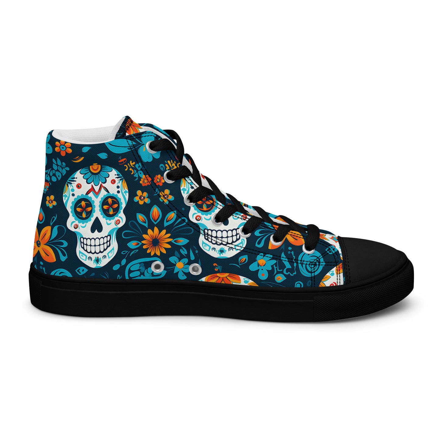 Sugar Skull Azul Men’s high top canvas shoes