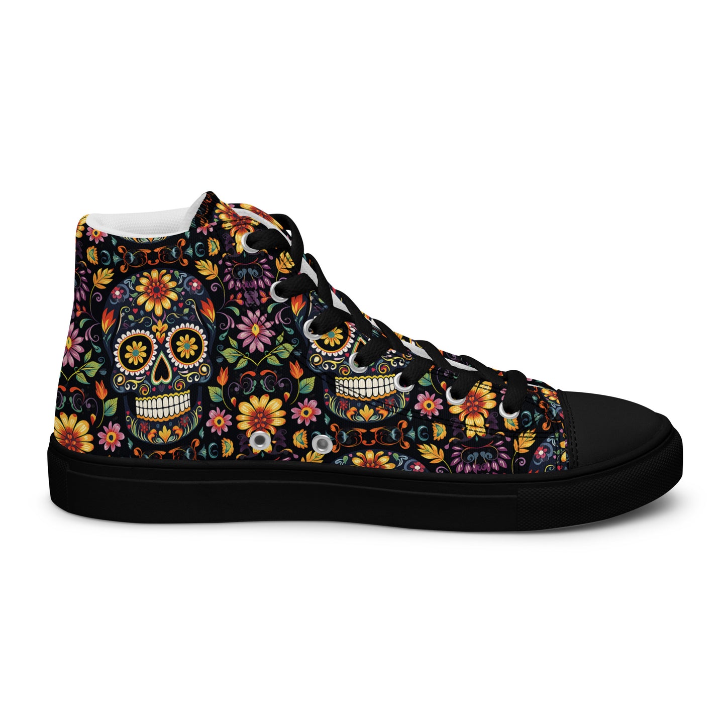 Sugar Skull Men’s high top canvas shoes