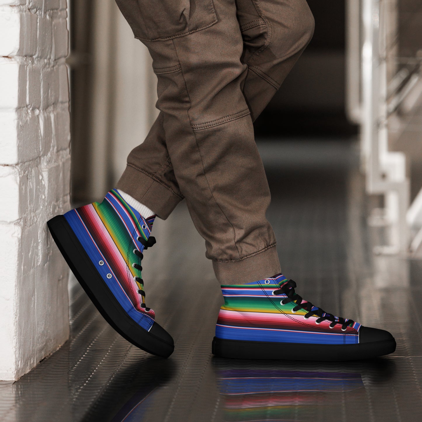 Purple Serape Men’s high top canvas shoes