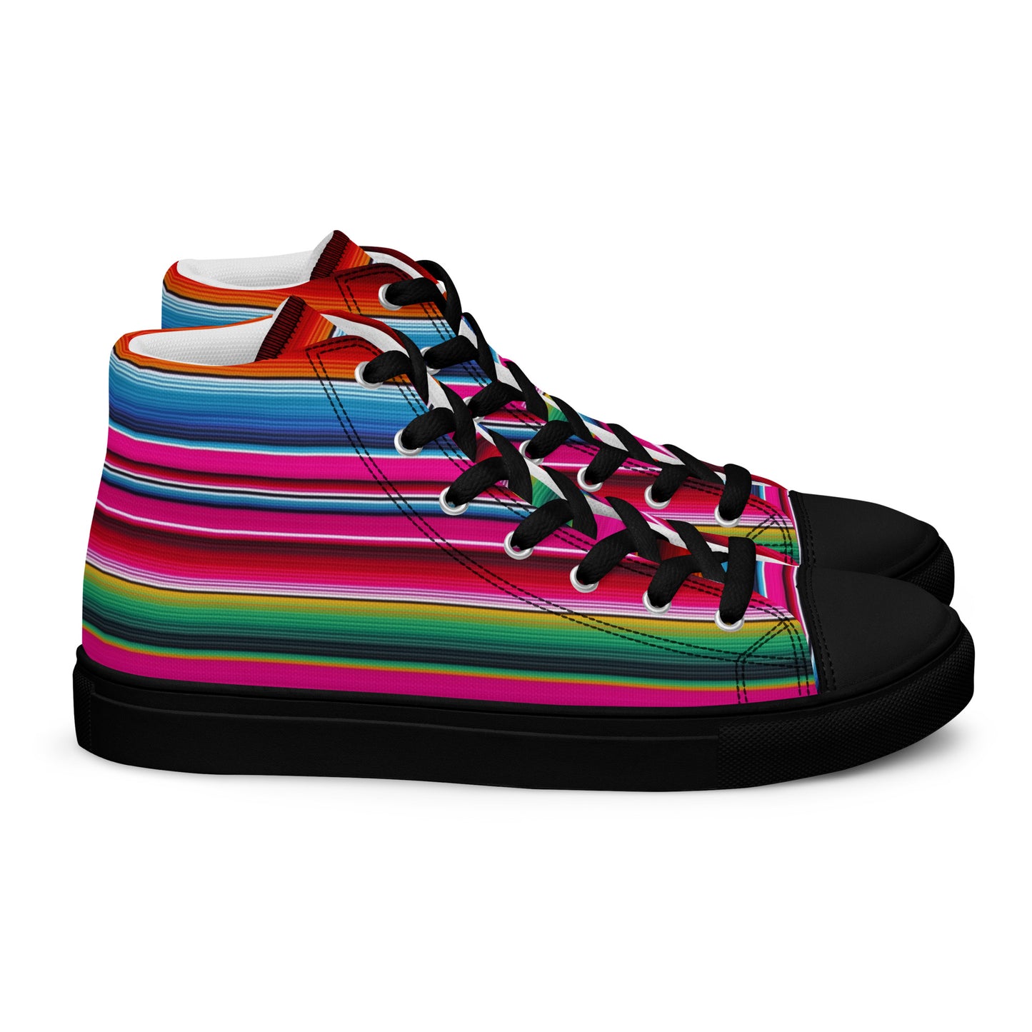 Shades of Pink Y Azul Serape Men’s high top canvas shoes