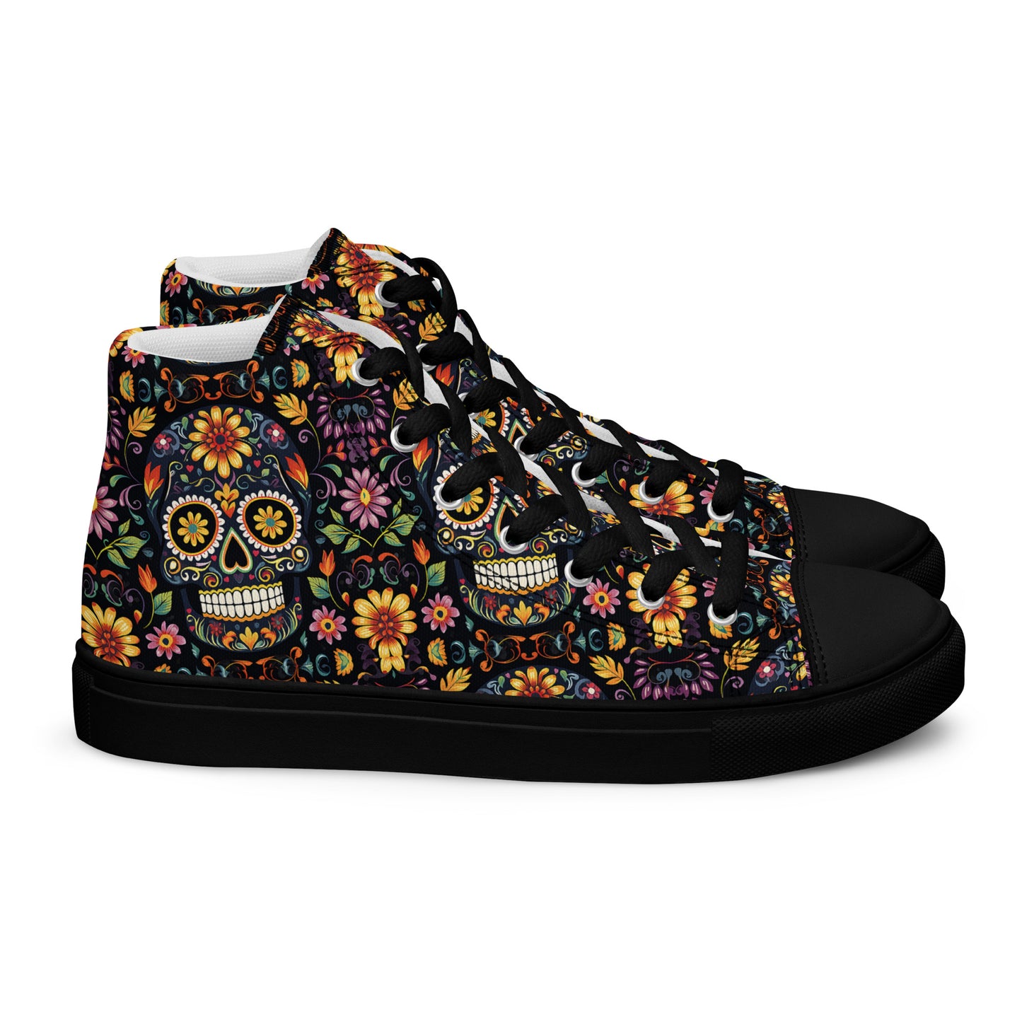 Sugar Skull Men’s high top canvas shoes